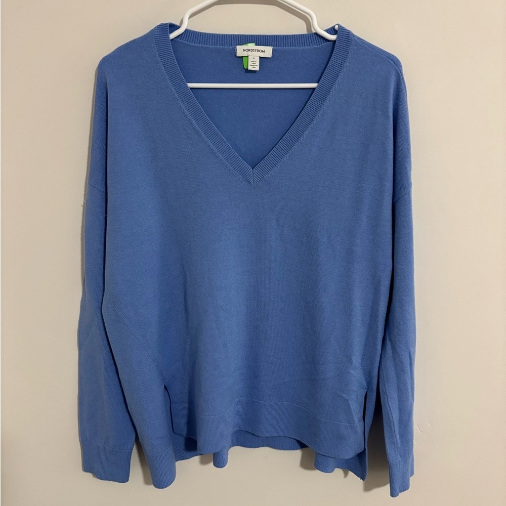 Oversized Blue Wool Sweater By Nordstrom Light Blue Size Small - Picture 2 of 5